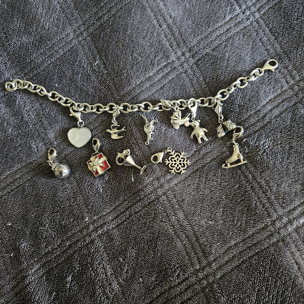 Silver Charm Bracelet with Multiple Charms